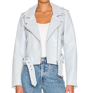 NWT Baby Blue Faux Leather Jacket